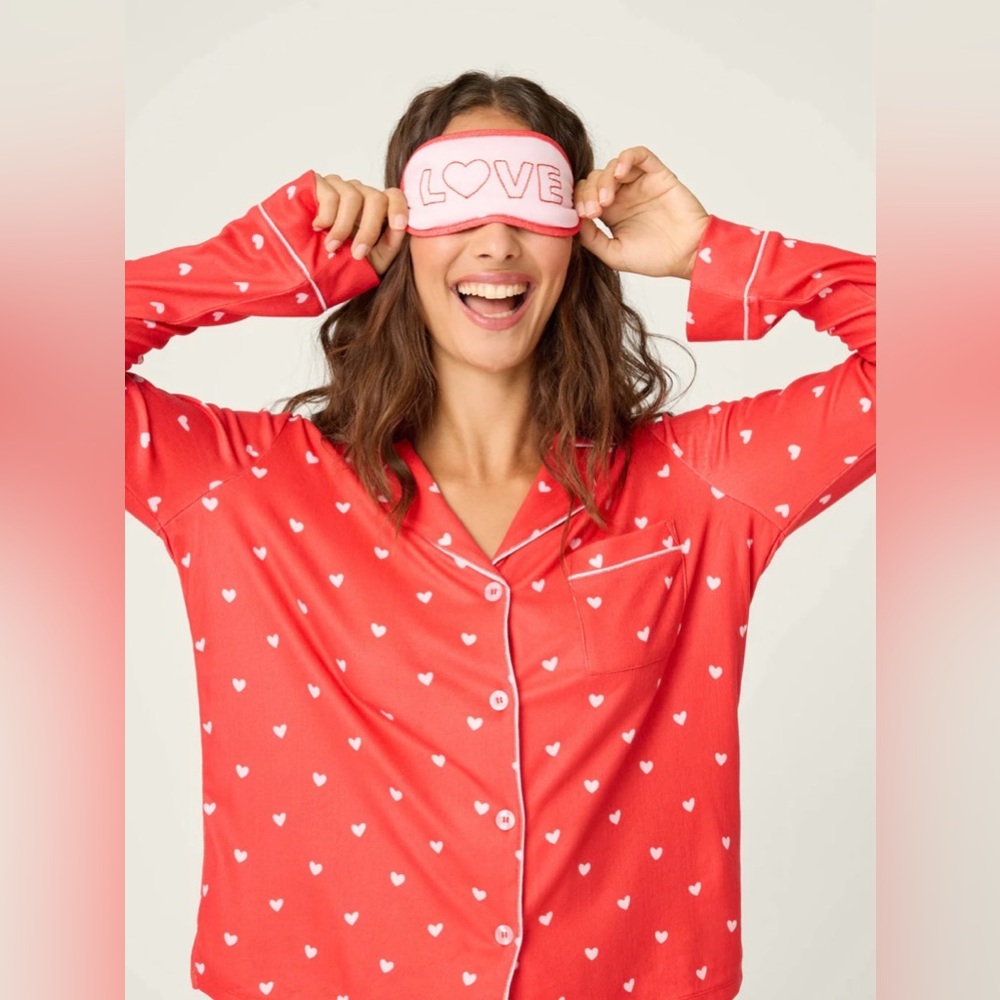 Heart Print Red Pajama Set